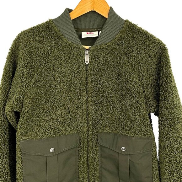 Fjallraven Greenland Pile Fleece Jacket Size S Deep Forest Green Full Zip Womens - Picture 2 of 13